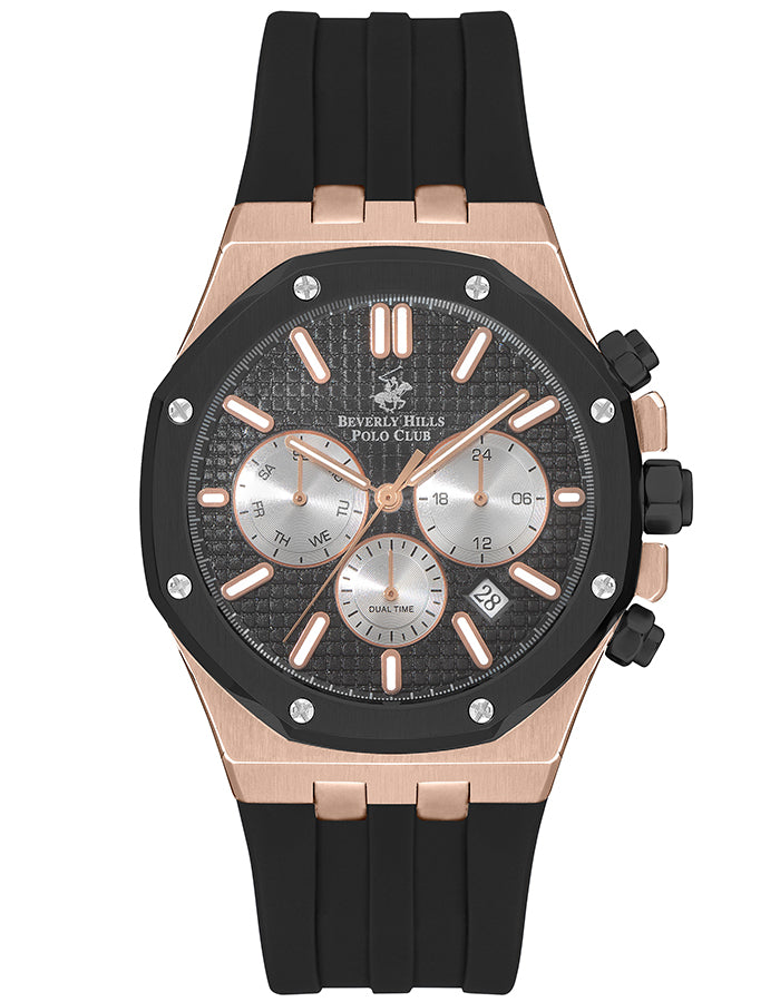 BEVERLY HILLS POLO CLUB Men's Multi Function Gun Black Sunray Dial Watch - Premium from shopiqat - Just $52.900! Shop now at shopiqat